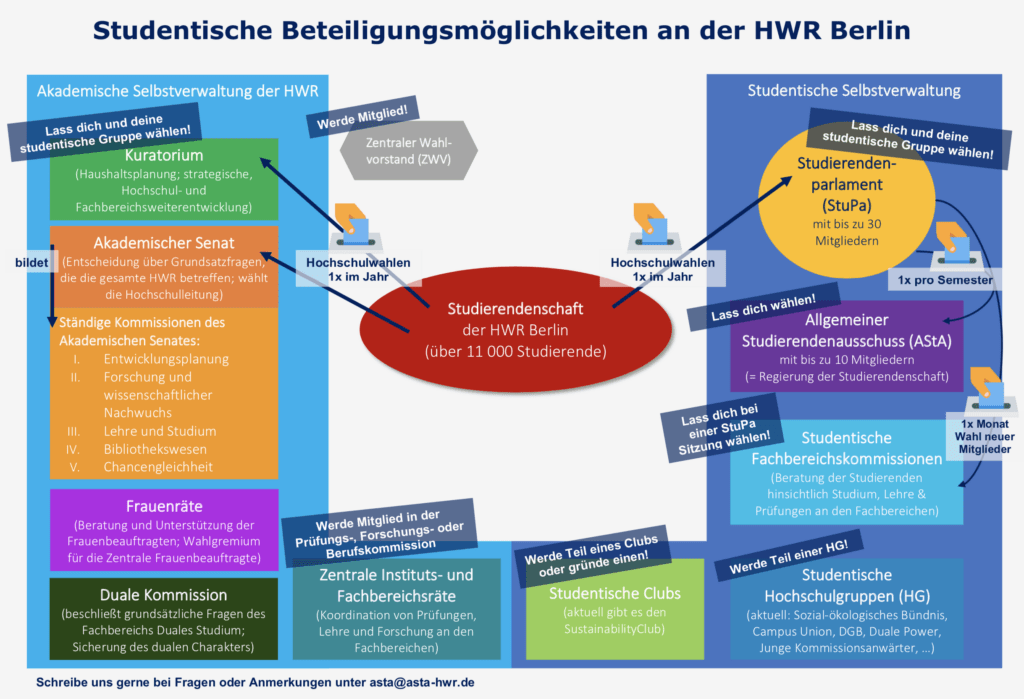 Infografik Studentische Beteiligungsmöglichkeiten an der HWR Berlin